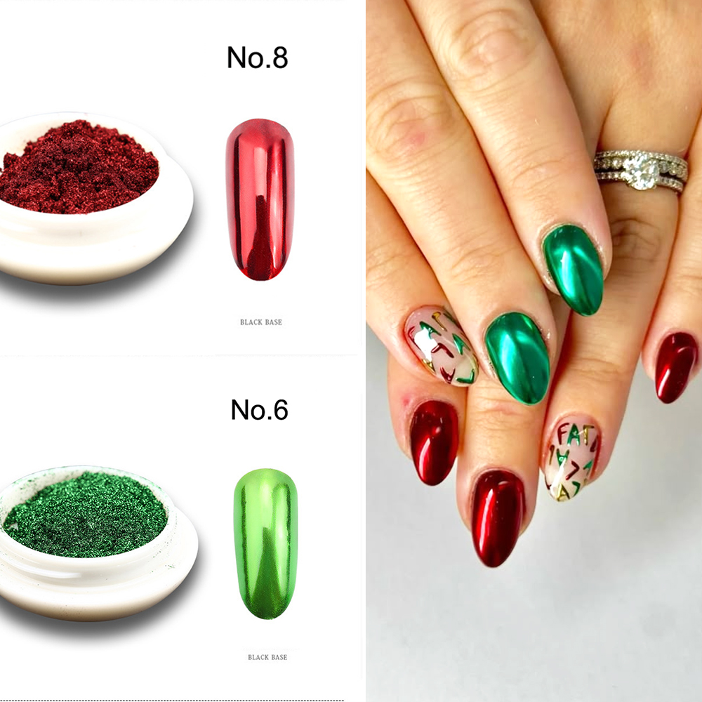 Mica Powder Colorant - 2 kutu/takım Kırmızı Yeşil Krom Ayna