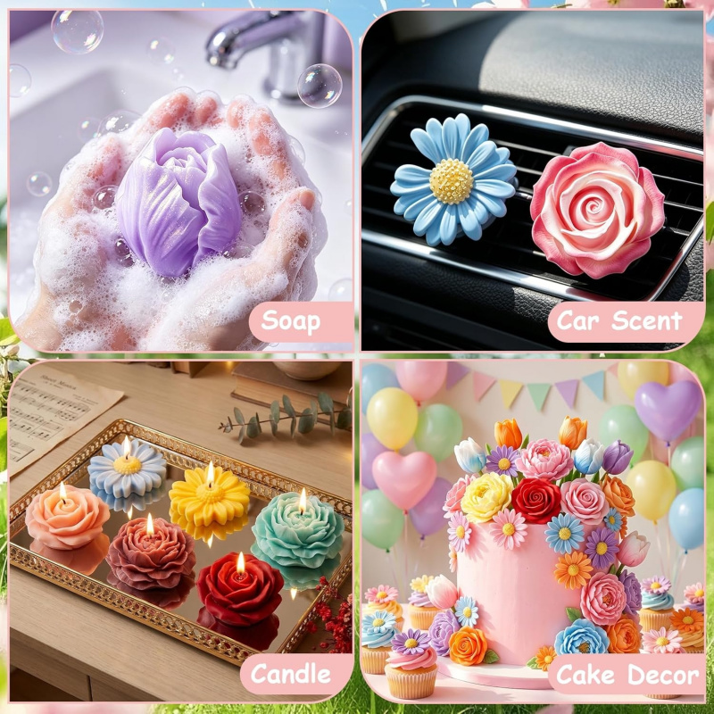 Çiçekli silikon mum kalıbı4'lü - Soap Making Gel incelemesi ve fiyatı