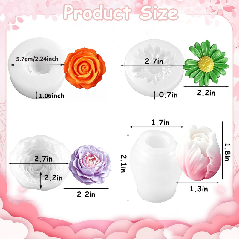 Çiçekli silikon mum kalıbı4'lü - Soap Making Gel incelemesi ve fiyatı